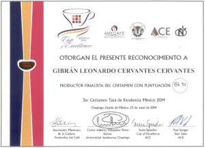 Reconocimiento - Cup of Excelence